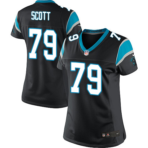 Women's Elite Chris Scott Nike Jersey Black Home - #79 NFL Carolina Panthers